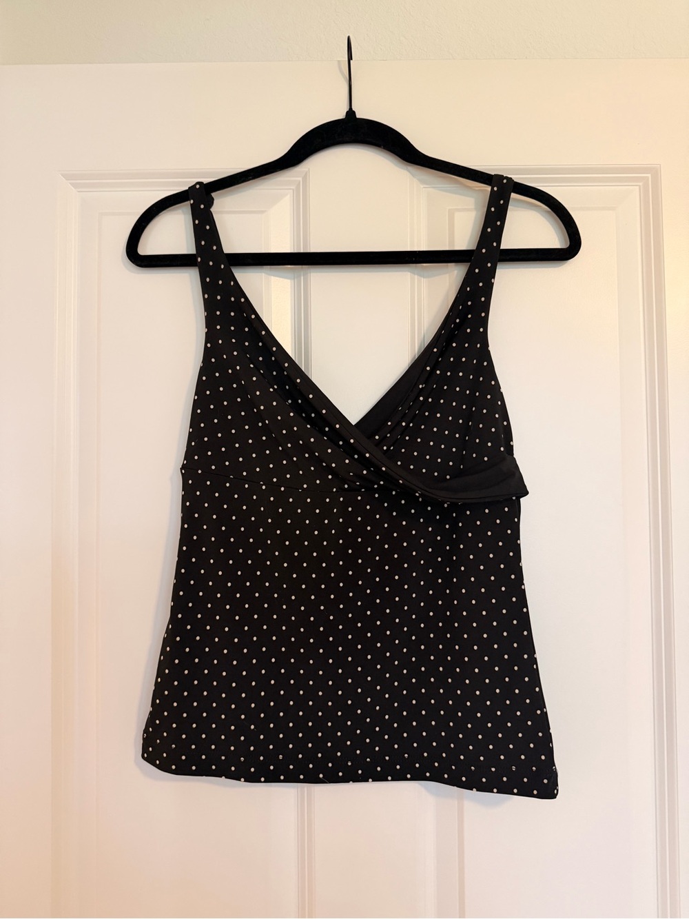 BCBGMaxAzria Black Polka Dot Surplice Camisole